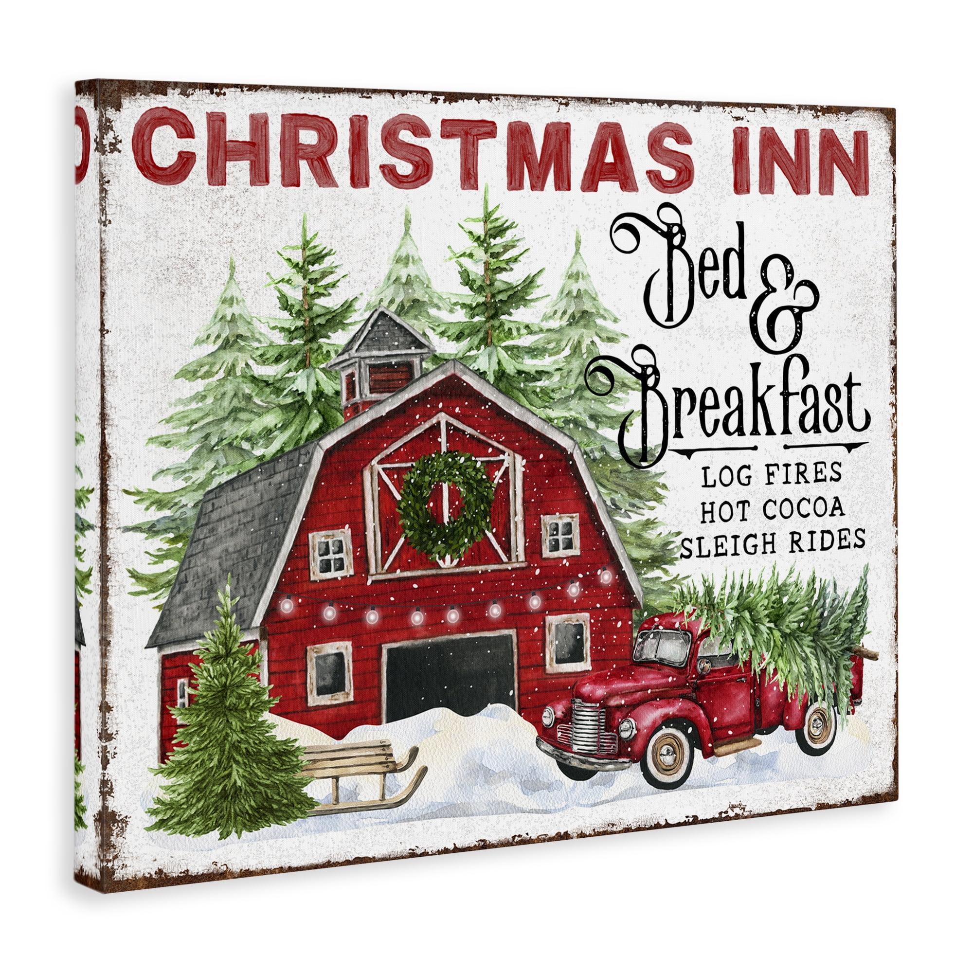 Stupell Industries Christmas Inn Shop Holiday Painting Gallery Wrapped Canvas Art Prints Wall Art, 48 x 36