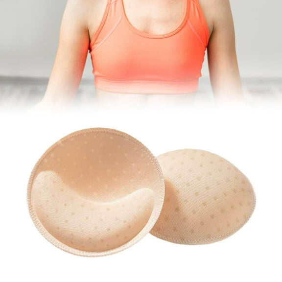 menolana 1 Pair Bra Pads Inserts Lightweight Round Replacement Sponge Push Padding Skin color Holed