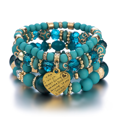 thumbnail image 2 of Pulsera multicapa de estilo bohemio popular de moda europea y americana con cuentas de corazón de melocotón de cristal, joyería de mano para mujer, 2 of 6
