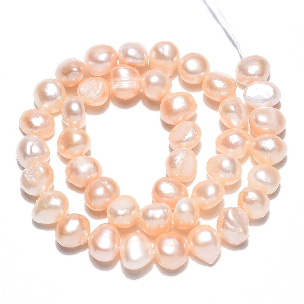 2 strand Natural Cultured Freshwater Pearl Beads Strands Two Sides Polished PeachPuff 7~10x7~11x5~8mm Hole: 0.6mm 40~42pcs/strand 13.58~14.17 inch(34.5~36cm)
