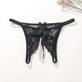 thumbnail image 3 of Womens Thong Underwear Black Lace Thongs Pearl Thong Low Rise T-Back Underpants L, 3 of 3