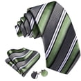 thumbnail image 2 of Set de Corbata Rayada Barry.Wang Verde Salvia y Negro, 2 of 6