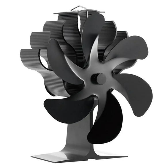 6 Blade Black Fireplace Heat Powered Stove Fan Log Wood Burner Ecofan Efficient Heat Distribution ,Ultra-Quiet Motor Operating