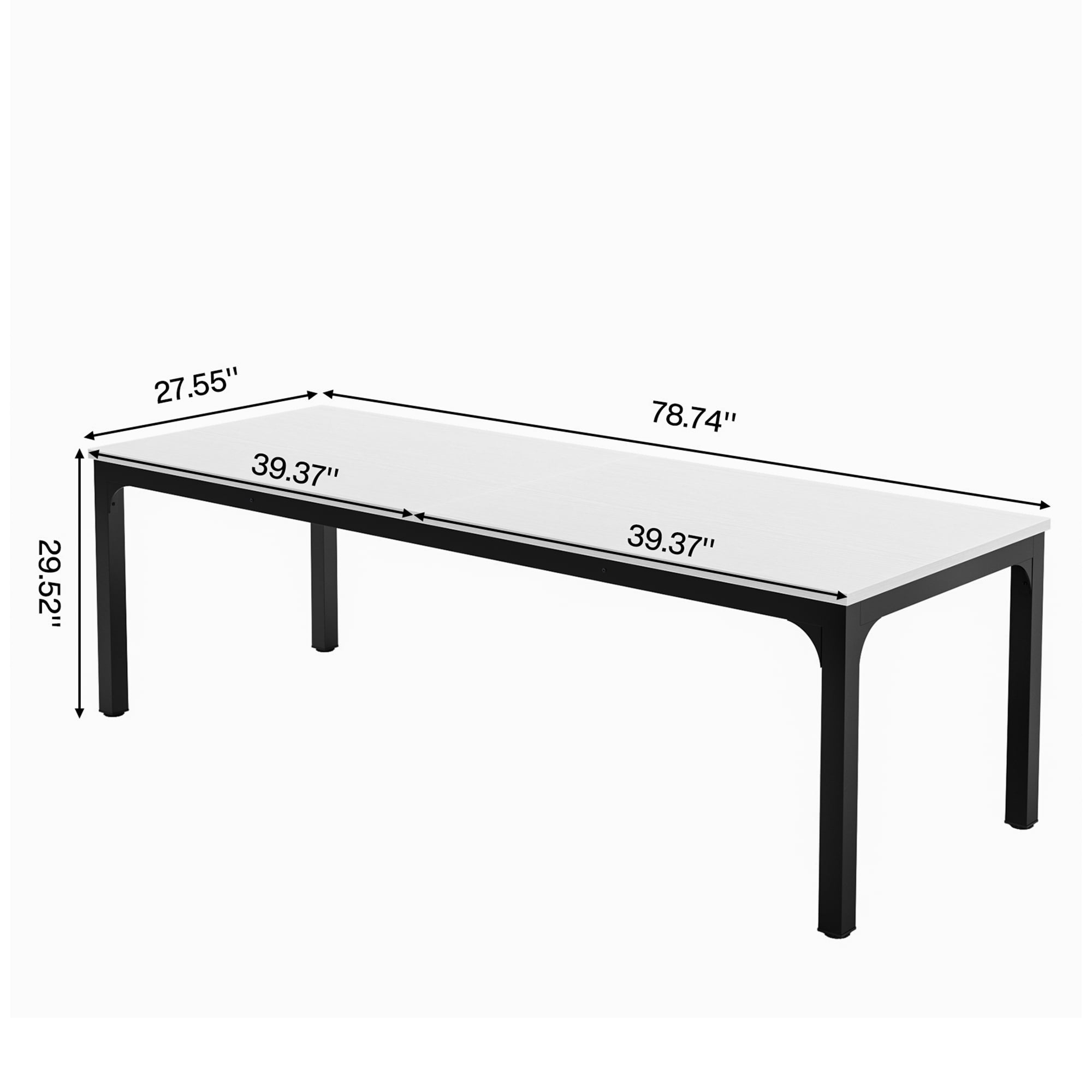 MAYEERTY 78.7" Extra Long Industrial Double Workstation Desk, 2-Person Home Office Desk with Heavy-Duty Metal Frame, 200lbs Capacity MDF Tabletop