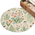 thumbnail image 2 of Round Rugs 6Ft, Spring Botanical Round Area Rug Washable Indoor Throw Carpet, Country Farmhouse Wildflower Watercolor Soft Non Slip Circle Rug for Office Cabinet Home Decor Aesthetic, 2 of 8