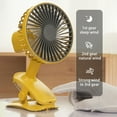thumbnail image 4 of Hvmvliv Clip Fan New Clip on Fan, Clip on Desk USB Rechargeable Fan Desktop Fan with 3 Gear Speeds Summer Outdoor Coolings Fan Yellow, 4 of 6