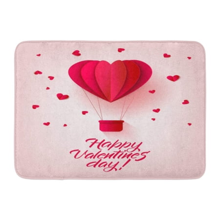 Godpok Happy Valentines Day With Origami Hot Air Balloon In Heart Shape Near Small Around Holiday On Pink Rug Doormat Bath Mat 236x157 Inch