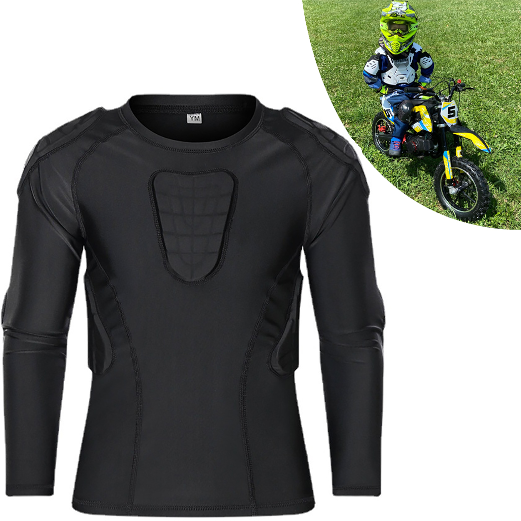 Sports Protective Gear For Kids Youth Padded Compression Shirt - Long Sleeve Padded Protective Shirt for Football Baseball Motorcycle - image 1 of 6