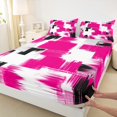 thumbnail image 3 of Manfei Geometric Graffiti Twin Sheet Set (3-Piece) Modern Abstract White Pink Black Ultra Soft Decor For Kids, 3 of 7