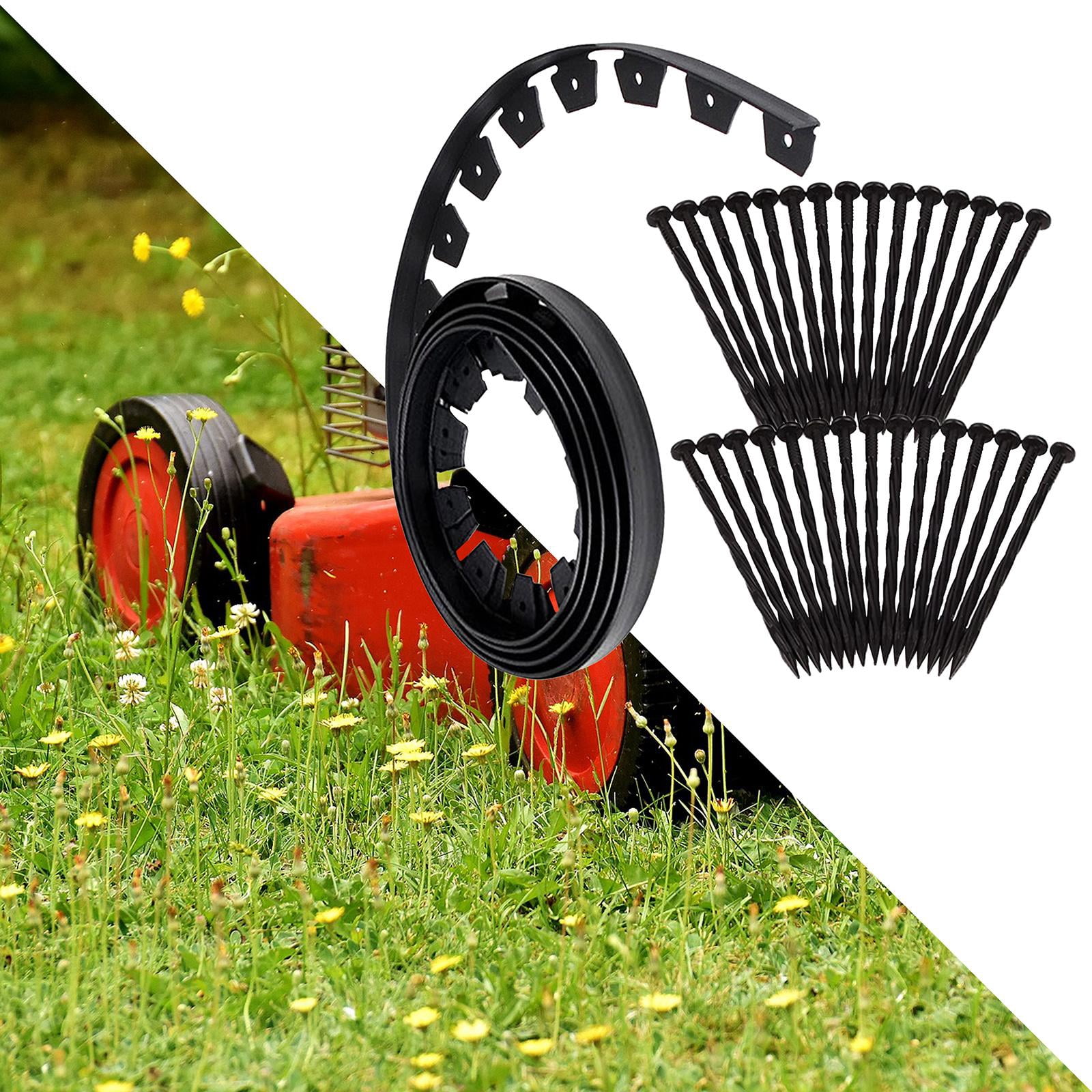 Nishiyuenyi 33ft Yard Edging Kit 30 Spikes No Digding Edging Durable Barrier Premium Paver Edging Kit for Driveway Lawn Landscaping Flower Garden Yard