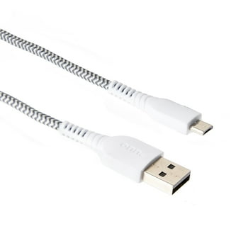 onn. 6' Braided Micro-USB to USB Cable, White