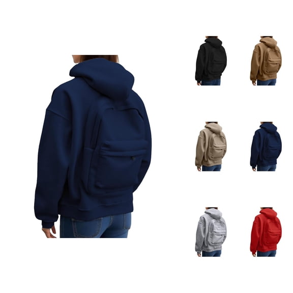 Backpack Hoodie for Women 2026 Casual Fall Winter Zip Up Plain Hooded Sweatshirt with Pockets Jacket Outerwear