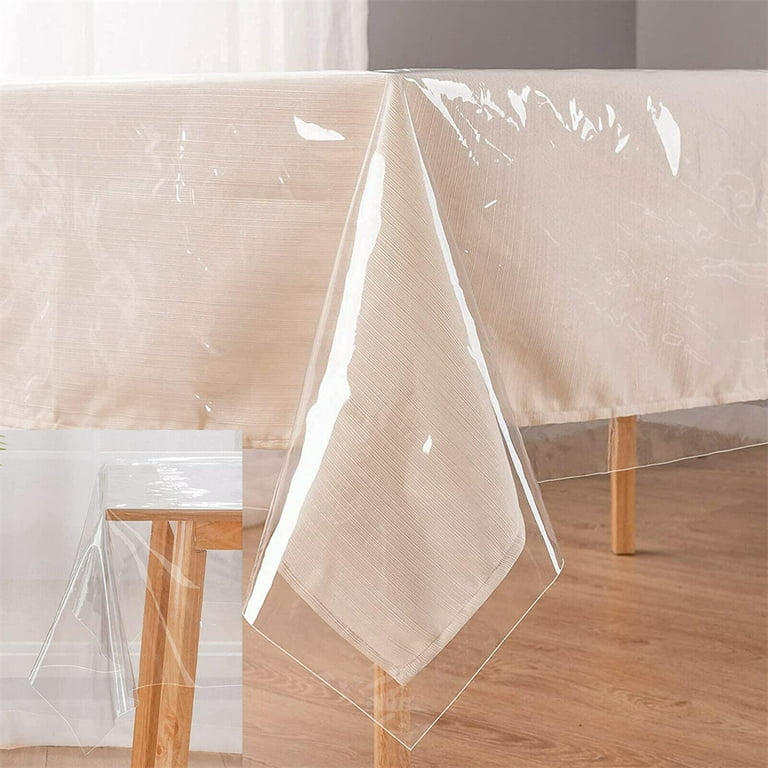 ZUOANCHEN Tablecloths,Rectangle Clear Plastic Tablecloth PVC Waterproof  Kitchen Dining Glass Table Cloths Cover Protector Transparent Crystal Vinyl Table  Cover …