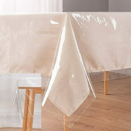 

Waterproof Clear Plastic Tablecloth Vinyl Rectangle PVC Table Cloths Protector Spill Oil Proof Wipe Clean Transparent Table Cover for Dining/Camping/Parties