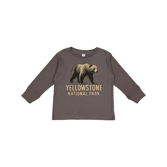 Inktastic Yellowstone National Park Bear Illustration Boys or Girls Long Sleeve Toddler T-Shirt