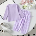 thumbnail image 4 of Caqnni Baby Girl Western Outfits Cute Long Sleeve Romper Cow Flared Pants Headband 3Pcs Clothes Set Pajamas & Dailywear Set(Purple,18-24 Months), 4 of 5