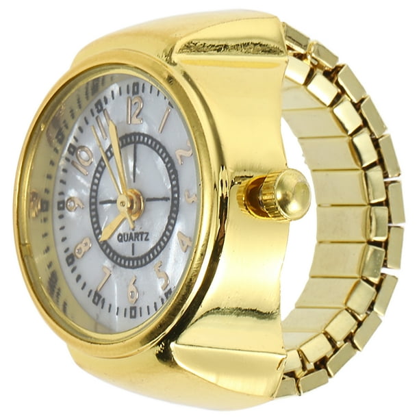 1 reloj de dedo elegante y moderno, mini anillo de cuarzo, joyería para mujer y hombre (dorado)