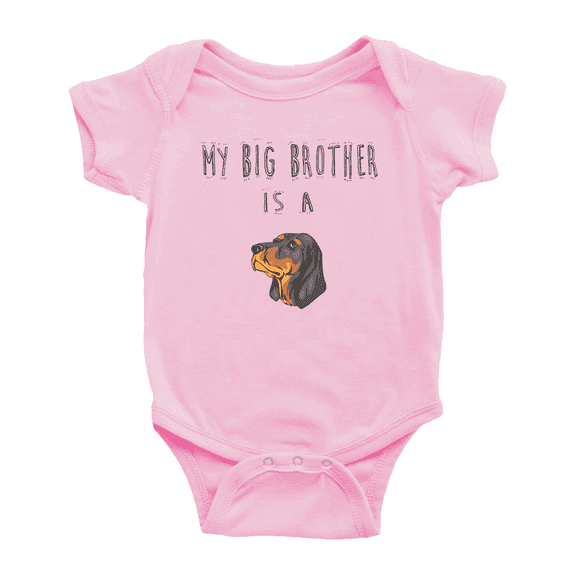 My Big Brother Is A Black and Tan Coonhound Dog Cute Baby Clothes Bodysuit Boy Girl Unisex