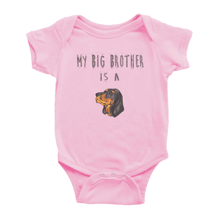 

My Big Brother Is A Black and Tan Coonhound Dog Cute Baby Clothes Bodysuit Boy Girl Unisex