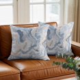 thumbnail image 3 of Marble Texture Throw Pillow Cover Elegant Gray Blue Tone Vortex Effect Cotton Linen Cushion Cover Throw Pillow Case with Invisible Zipper for Couch Sofa Bed Chair Car 20x20 Inch, 3 of 14
