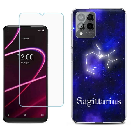 Slim-Fit Gel TPU Phone Case for T-Mobile Revvl 6 Pro 5G with Tempered Glass Screen Protector by OneToughShield ® - Sagittarius