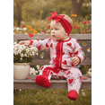 thumbnail image 6 of BemeyourBBs Newborn Baby Girl Valentines Day Ouftist Footed Romper Heart Candy Long Sleeve Ruffle Zip Up Round Neck Footie Jumpsuit with Headband Spring Fall Winter Clothes, 6 of 9