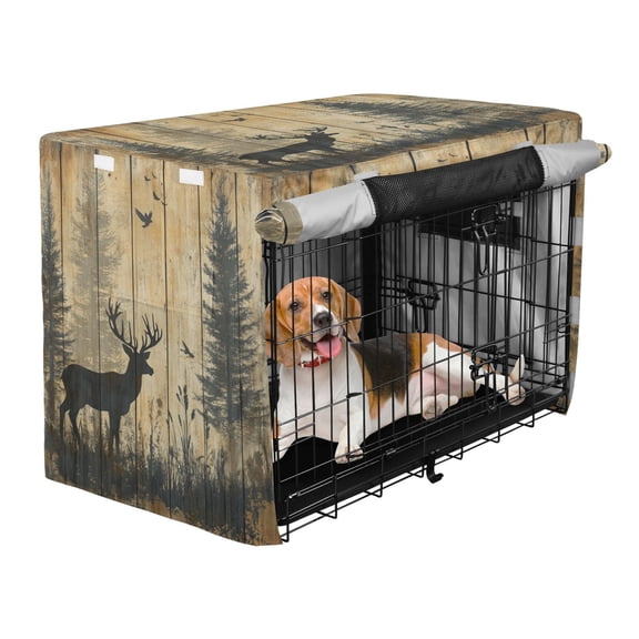 Qxltty Forest Deer Shadow Crate Cover Durable Oxford Cloth Pet Kennel Sunshade Universal Fit for 35in Wire Cage