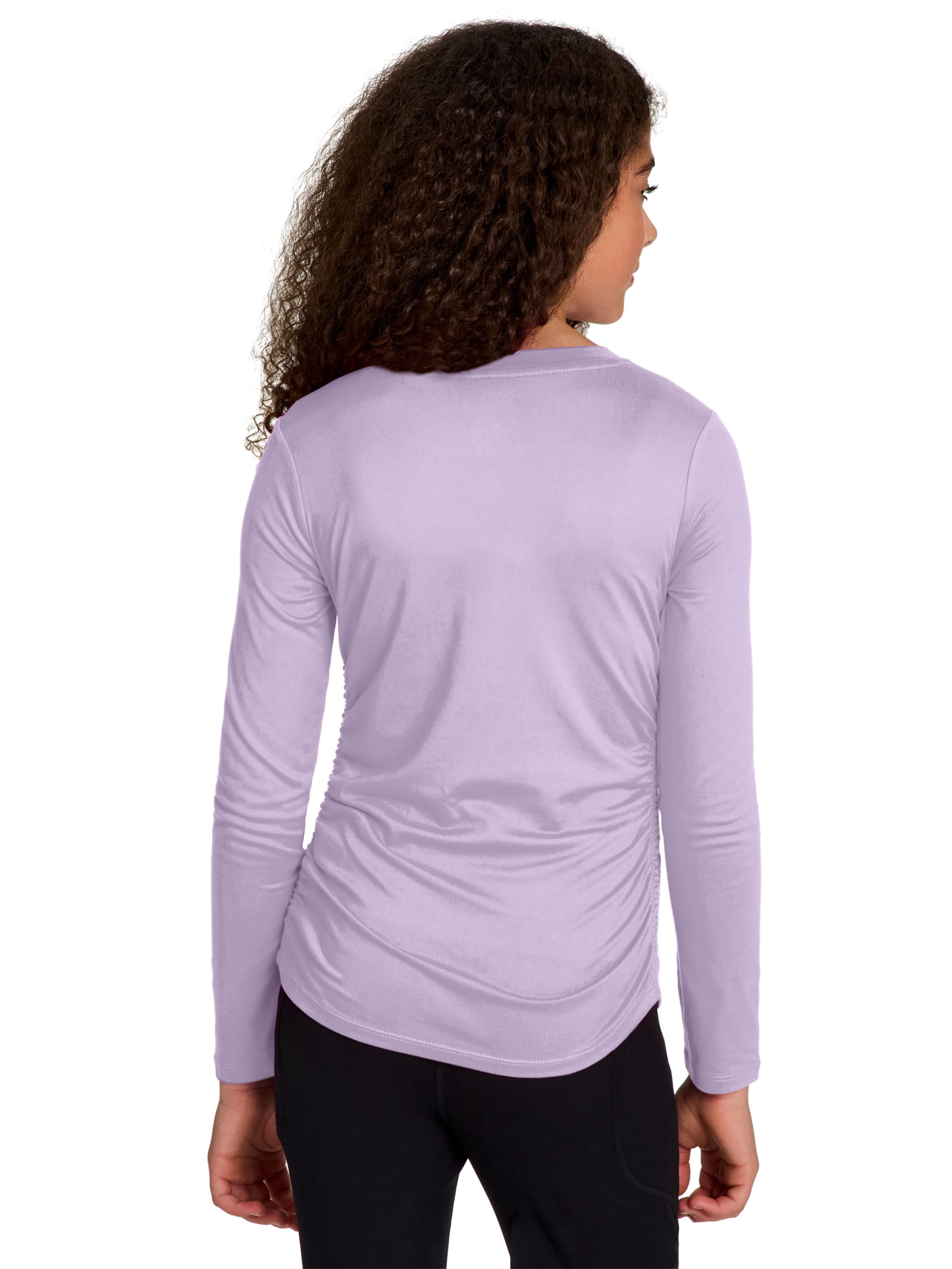 Reebok Girl's Legacy Performance Long Sleeve Side Ruched Top, Sizes 4-18