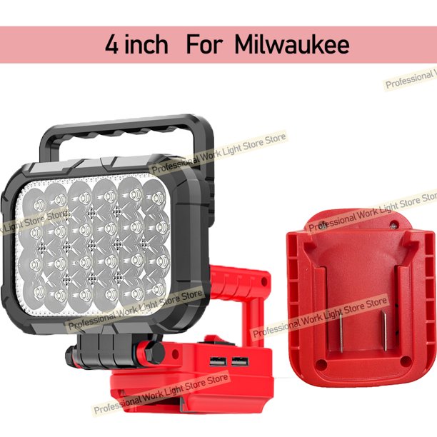 Piezas de Herramienta Eléctrica de 4" para Mil*wau*kee Batería de 18V Luces de Trabajo LED Lámpara Exterior Linterna de Mano Foco USB Charger