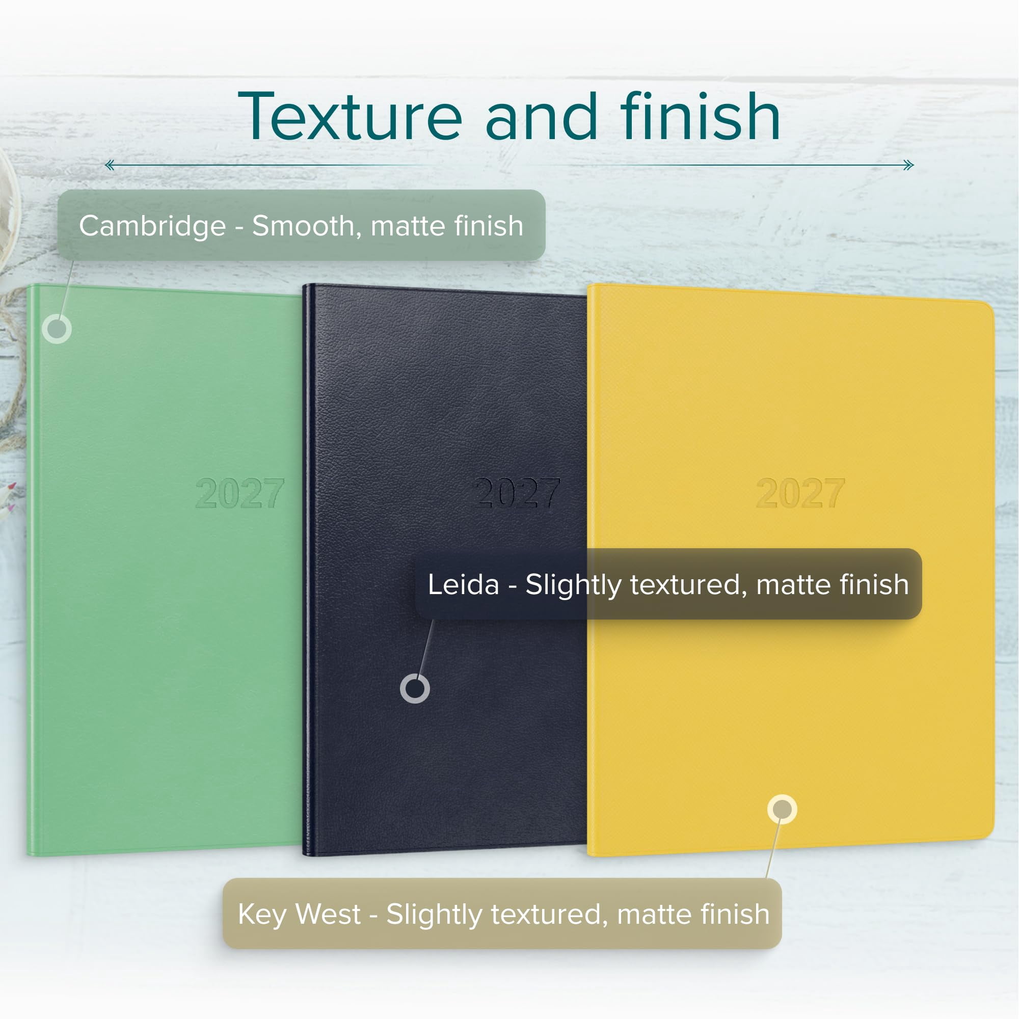 Harbor Large Weekly Monthly Planner 2027, Calendar Planner & Notebook - Durable Faux Leather, 192 Pages, Softcover & Book Bound - Cambridge Jade - 9.75x7.5"
