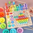 thumbnail image 4 of Cuentas De Madera Juego De Pesca Juguetes Para Niños Forma Color Cognición Tablero De Madera Clip Bola Rompecabezas Juguetes Educativos Para Edades Tempranas Regalo Vogacara FN006366-00, 4 of 6