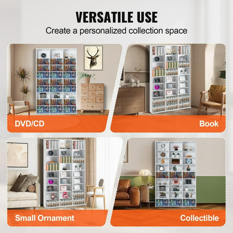 KFFKFF Media Organizer Cabinet, 9-Tier DVD Rack, Storage for 756