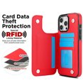 thumbnail image 6 of Mantto Case for iPhone 16 Pro Max Back Wallet Case, Card Slots Holder RFID Blocking Luxury PU Leather Shockproof Cover, Double Magnetic Buttons Kickstand Case for iPhone 16 Pro Max, Red, 6 of 8