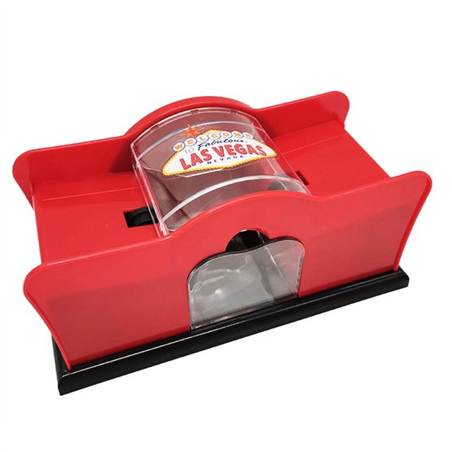 Barajadora de cartas manual Máquina de barajar cartas de póquer Soporte para cartas Sistema fácil de usar con manivela Barajadora de cartas roja