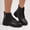 Black, variant on Puntoco Women's Lace-Up Combat Ankle Boots with Chunky Platform Heel Comfortable booties, side zipper Winter Short Boots Black