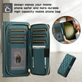thumbnail image 4 of ELEHOLD Leather Wallet Case for Samsung Galaxy S21 with Zipper Card Wallet Pocket Magnetic Buckle Stand Function Detachable Crossbody Metal Chain Strap Lanyard Shockproof Case,darkgreen, 4 of 8