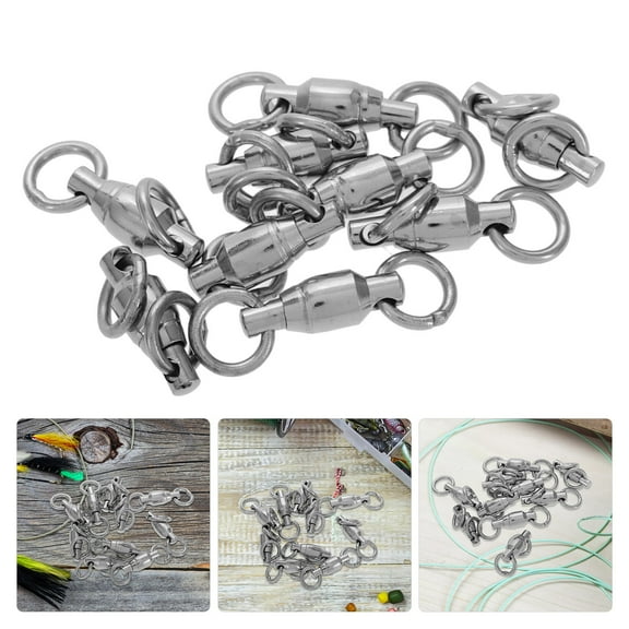 SASABAXI Fishing Swivels 10Pcs Dark Grey Double Welded Rings Smooth Rotation Saltwater Fishing 0.59X0.12X0.12in