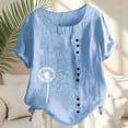 thumbnail image 2 of Otvok Women's Spring And Summer Round Neck Short Sleeve Casual Fashion Printed Button T-Shirt, 2 of 6