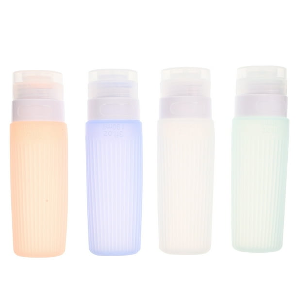 4 botellas de viaje de silicona para artículos de tocador, champú y acondicionador, a prueba de fugas.