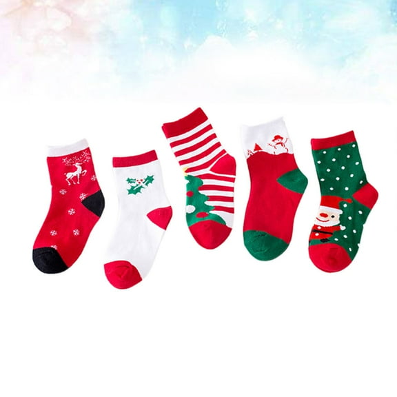HINTRMENT 5 Pairs Youth Holiday Socks Cotton Lightweight Wearable for Hiking and Running
