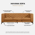 thumbnail image 5 of Omax Decor Havana 90" Mid Century Modern Tufted Genuine Leather Sofa in Tan, 5 of 8