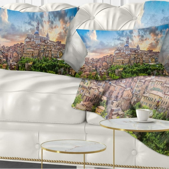 Designart 12" x 20" Blue Polyester Throw Pillow