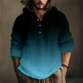 thumbnail image 2 of Shirts for Men Hooded Long Sleeve Drawstring Button Down Gradient Blouses Beach Casual Loose Summer Tops Navy M, 2 of 4