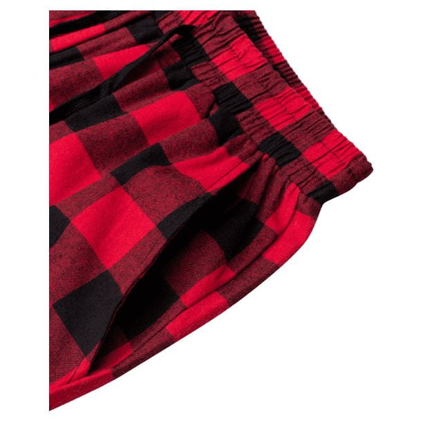 Alimens & Gentle Mens Heavyweight Red Plaid Flannel Pajama Pants 100%  Cotton Sleepwear