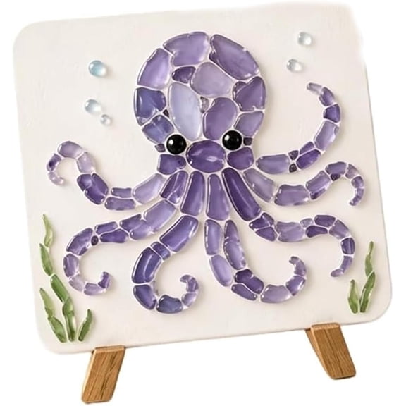 DIY Sea Glass Mosaic Art Kit, Sea Turtle Coastal Wall Art Craft, Easy Assembly, 1 Set