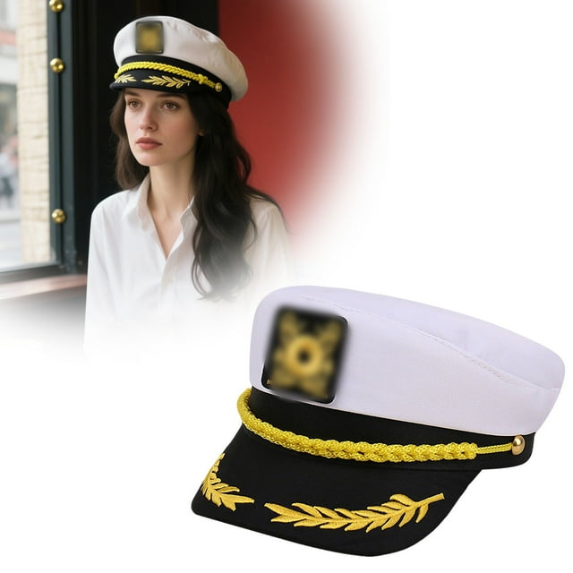 Refreshing Sailor Themed Hat Cloth Breathable Polyester Reinforced Stitching Adjustable Foldable Versatile for Halloween Yacht Club Seaside Photography