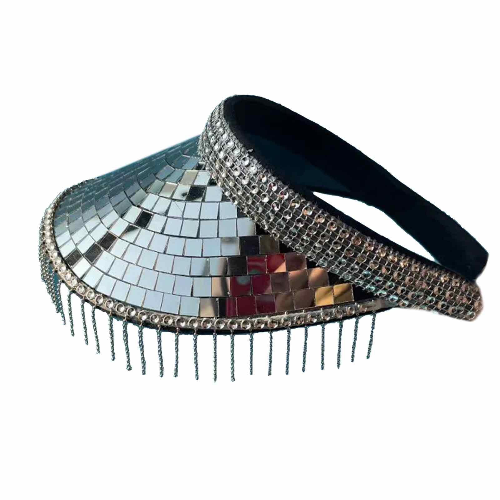 Disco Ball Hat Sparkling Mirror Rhinestone Silver Cowboy Sun Hat