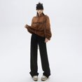 thumbnail image 2 of Pantalones deportivos holgados para mujer, Pantalón de algodón y lino gris, informal, adelgazante, versátil, pierna ancha, Otoño e Invierno, 2 of 5