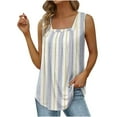 thumbnail image 1 of Birdeem T-Shirt Ample Confortable Sans Manches à Col en V Imprimé pour Femmes, Blouse Décontractée, Hauts, 1 of 5