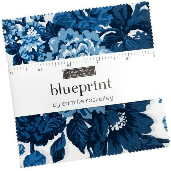 Blueprint Charm Pack by Camille Roskelley, 42 5-inch Precut Fabric Quilt Squares